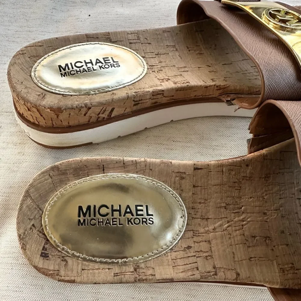 Michael Kors Leather Slip On Sandal 9